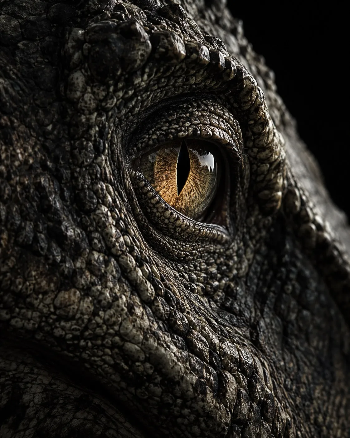 Close-up of a dinosaur's eye